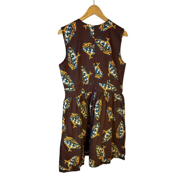Atelier 1756 Brown Orange Butterfly Smocked Cutout Mini Cotton Dress XL NWT - Picture 9 of 13